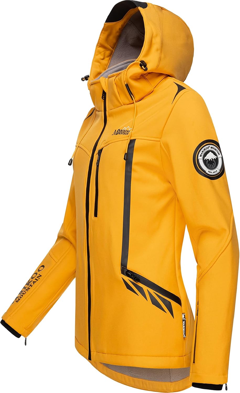 MARIKOO Damen Softshelljacke wasserdichte Funktionsjacke mit Abnehmbarer Kapuze Mount-Cho-Oyu XS Amb