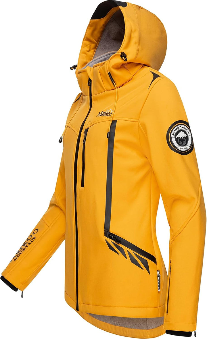 MARIKOO Damen Softshelljacke wasserdichte Funktionsjacke mit Abnehmbarer Kapuze Mount-Cho-Oyu XS Amb