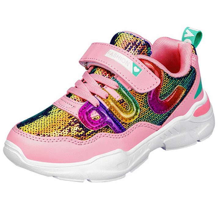 Mädchen Turnschuhe Sparkle Scales Sneaker Kinderschuhe mit Klettverschluss(28-38 EU), Pink