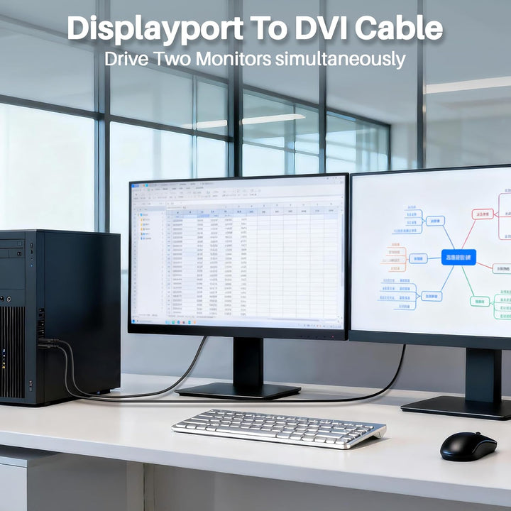 DisplayPort auf DVI Kabel 5m, 4K@30Hz Unidirektional monitorkabel,DP Stecker zu DVI Stecker adapterk