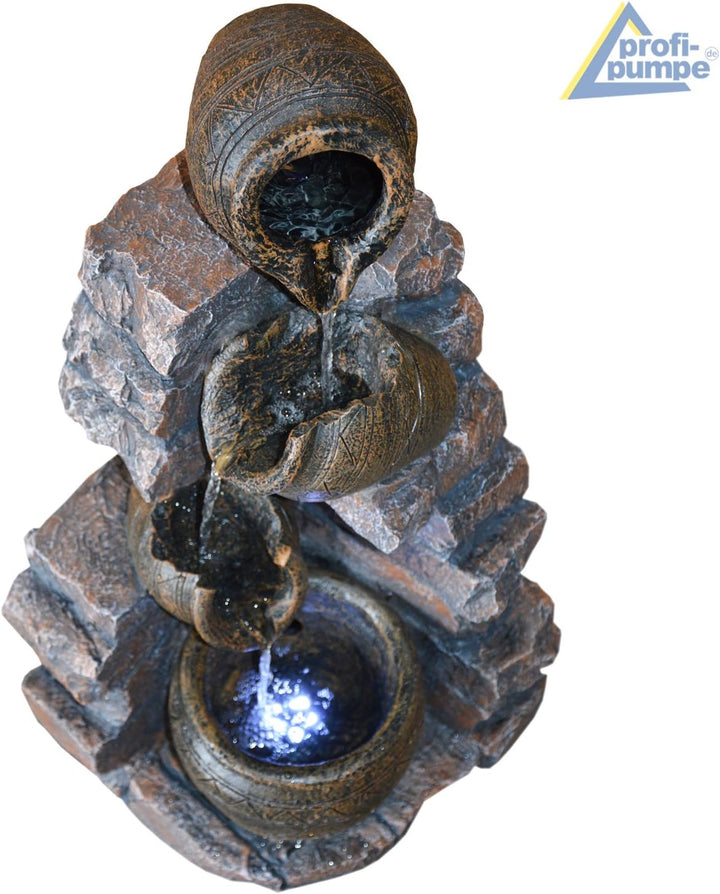 Gartenbrunnen Brunnen Zierbrunnen Zimmerbrunnen mit Beleuchtung Wasserfall Wasserspiel für Garten, G
