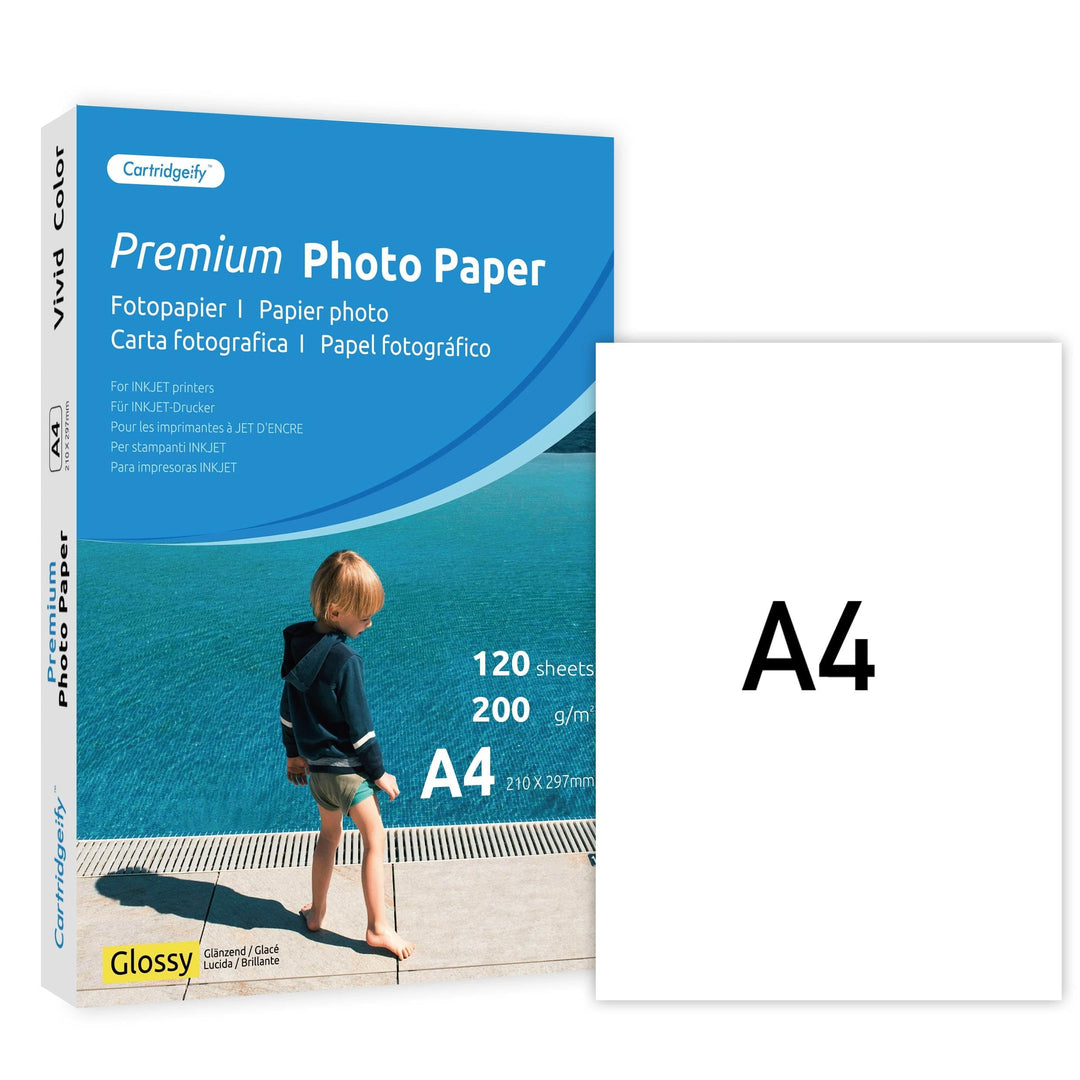 Hochglänzend Fotopapier DIN A4, 200 g/m², 120 Blatt, Hochweiss, für Canon HP Epson Brother Tintenstr