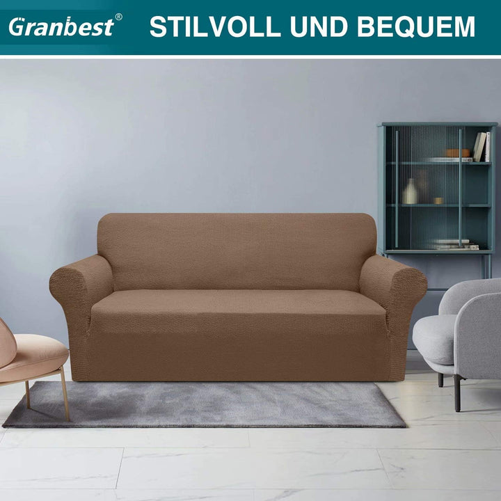 Granbest Dicke Sofabezug 4 Siter Stretch und Stilvolle Couchbezug Möbelbezüge Anti Rutsch Kratzfest