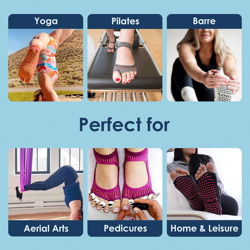 Tucketts Yoga Socken für Frauen - Rutschfeste Haftsocken ohne Zehen - Stoppersocken (Damen) – Pilate