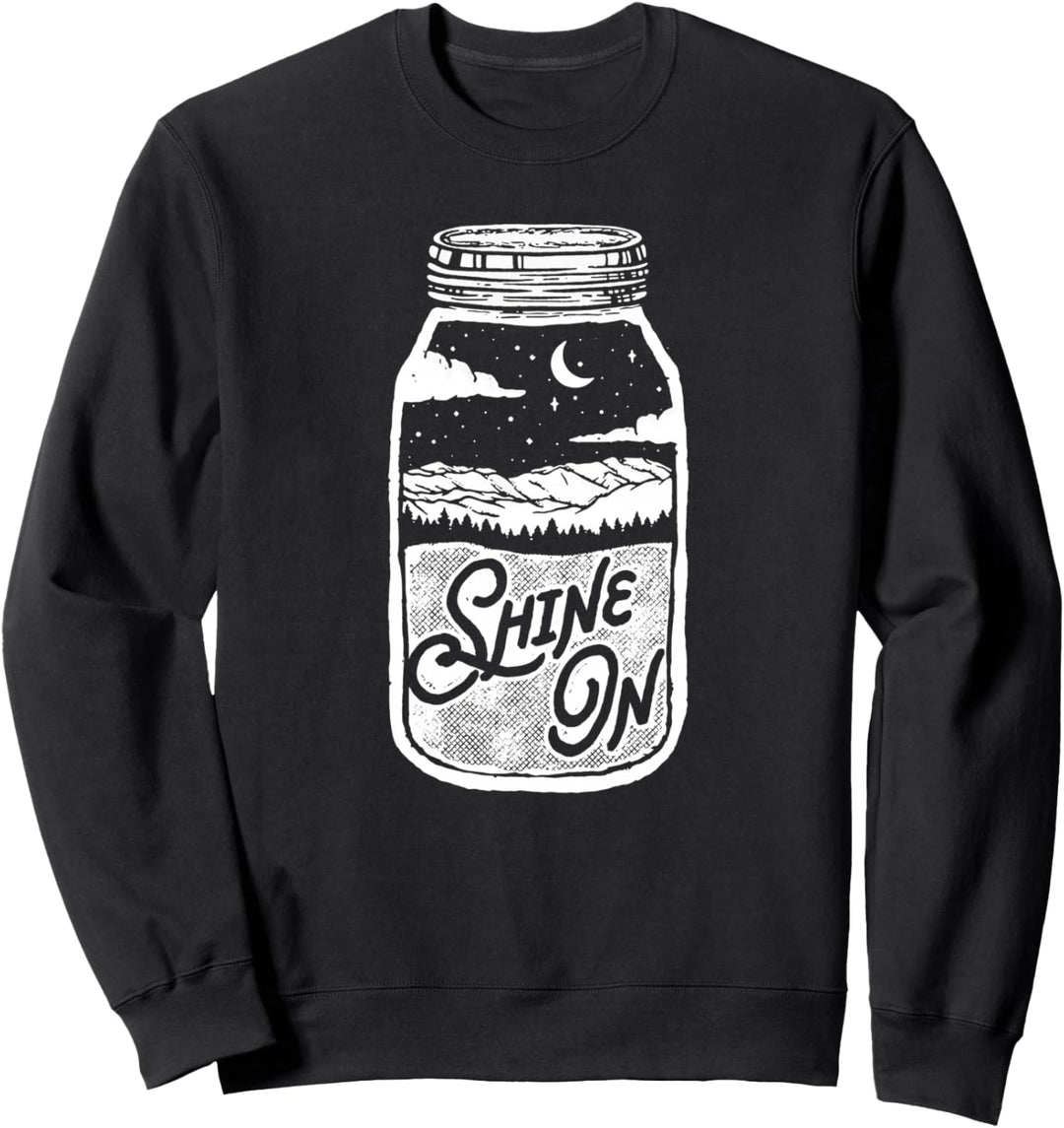 Shine On! Moonshine Lover Jar Design Moon & Mountains Sweatshirt