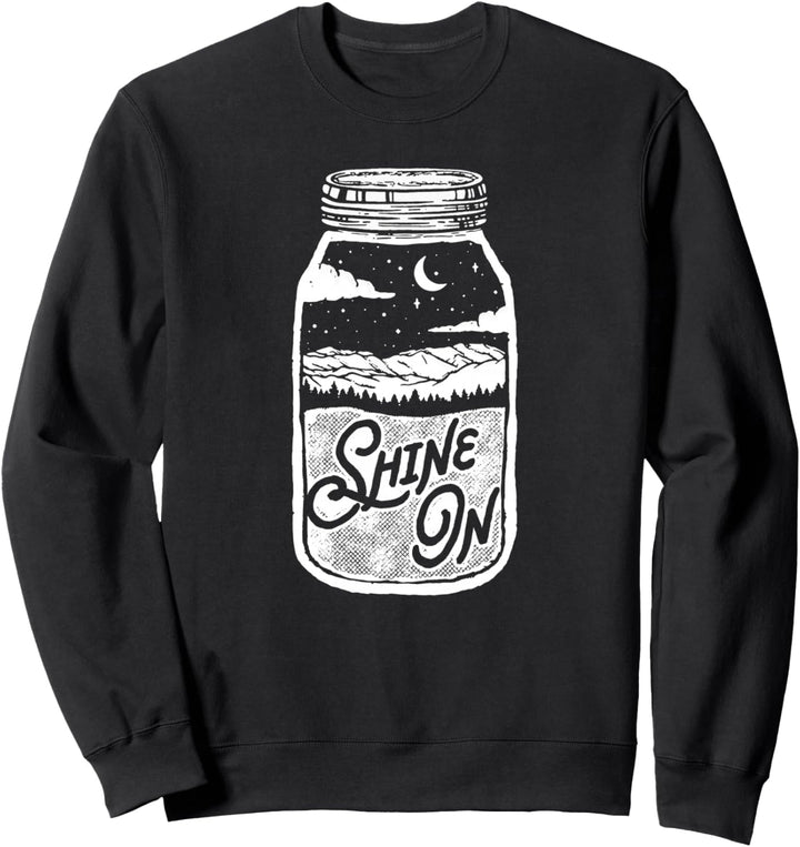 Shine On! Moonshine Lover Jar Design Moon & Mountains Sweatshirt