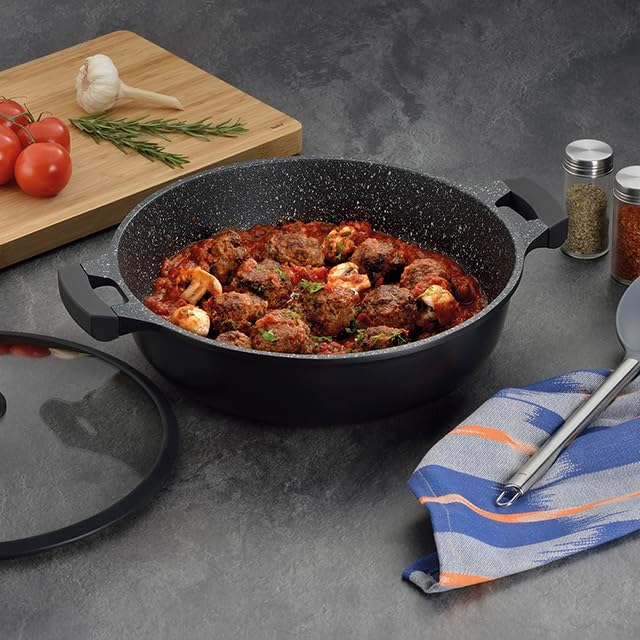 kela Servierpfanne Stella Nova, Ø 32 cm, 5 L, Aluguss, Allherdboden, antihaftbeschichtet, mit Glasde