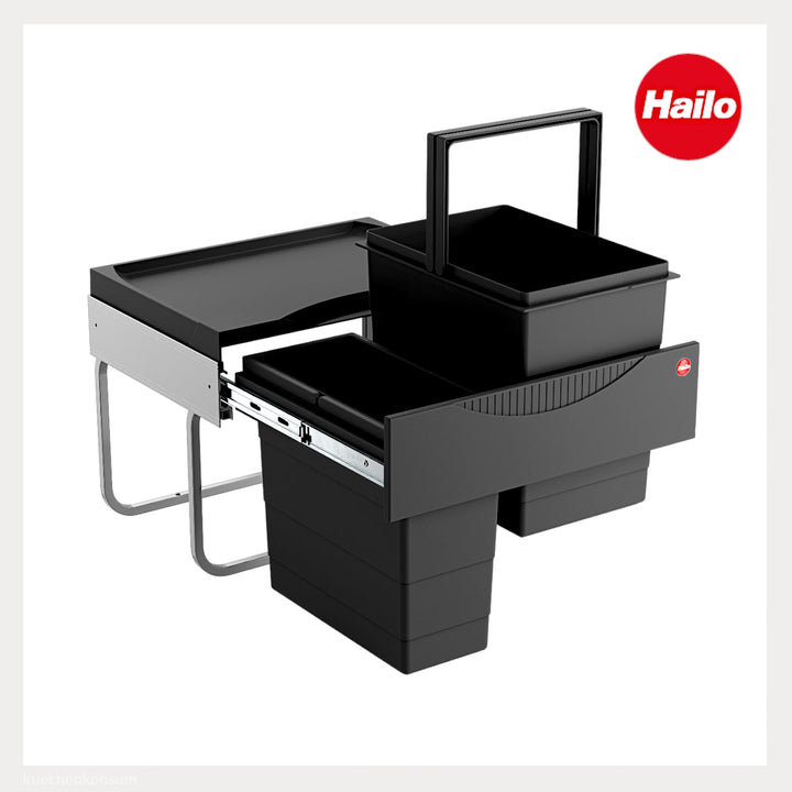 Hailo Abfallsammler 3644941 | 2fach Raumspar Tandem | 18 + 12L Inneneimer for Cabinets from 500 mm w