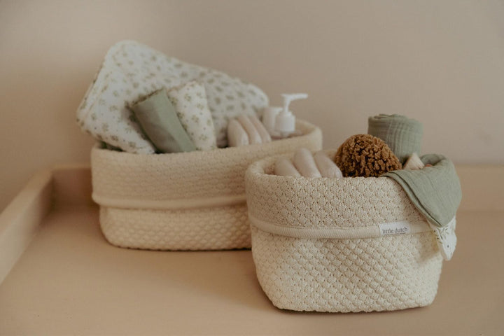 Little Dutch Wickeltischkörbchen Körbchen Korb Utensilo Organizer für den Wickeltisch Baby Strick kl