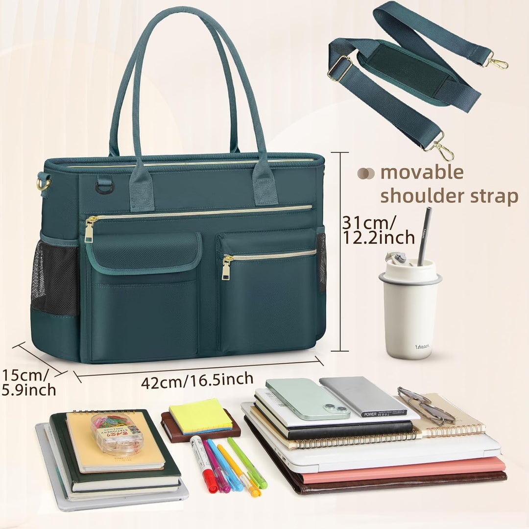 RAINSMORE Lehrertasche Damen Gross Laptoptasche 15.6 Zoll Arbeitstasche mit Isolierter Tasche Uni Kr