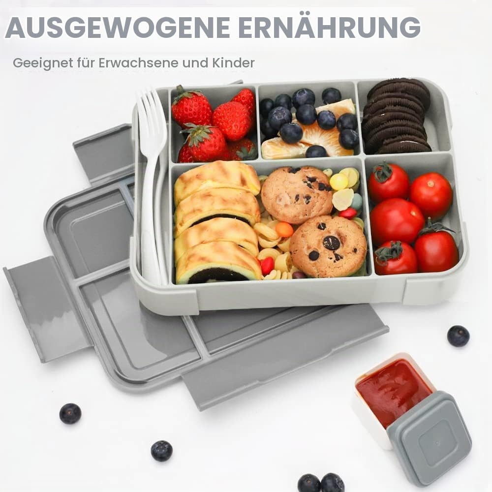 Bugucat Brotdose Kinder mit Fächern 1330ML 2 Set,Lunchbox Kinder Bento Box Auslaufsicher mit 6 Fäche