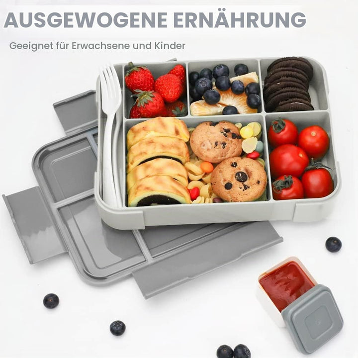 Bugucat Brotdose Kinder mit Fächern 1330ML 2 Set,Lunchbox Kinder Bento Box Auslaufsicher mit 6 Fäche