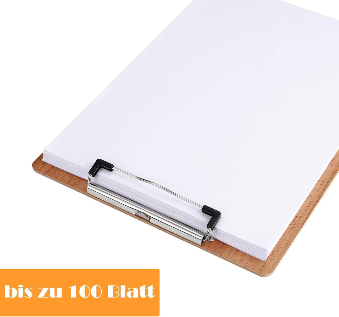 A4 Klemmbrett Holz 5 Stück Schreibbrett Clipboard Mappe mit Metalklemme für loses Papier Zwischenabl