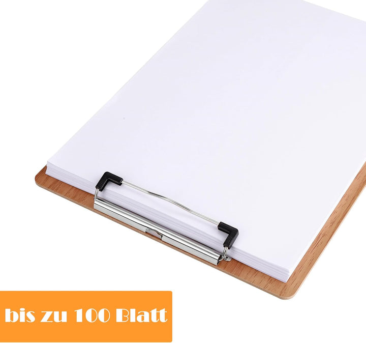 A4 Klemmbrett Holz 5 Stück Schreibbrett Clipboard Mappe mit Metalklemme für loses Papier Zwischenabl