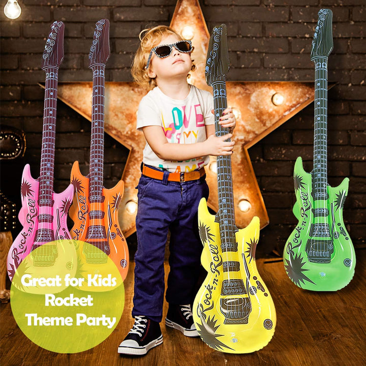 Novelty Place 12 Stück Luftgitarren Bunt Aufblasbar Gitarre Spielzeug Perfekt für Kindergeburtstage