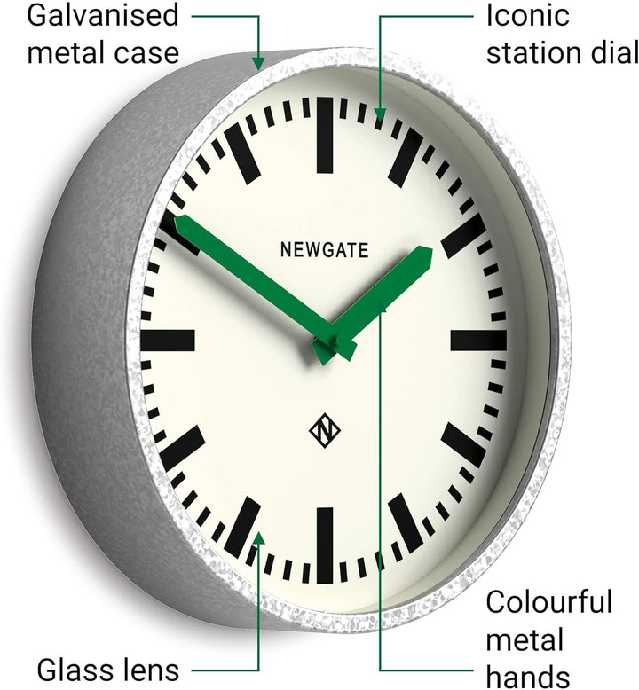 NEWGATE® Luggage wanduhr | Moderne Retro Metall bahnhofsuhr | 30cm | Tief verzinktes metallgehäuse m