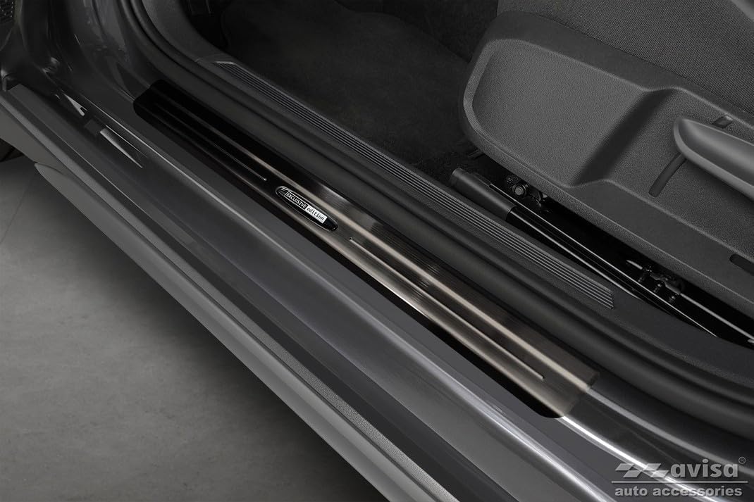 Black Inox door sill protectors compatible with Volkswagen Taigo 2021- 'Exclusive Edition' - 4-piece