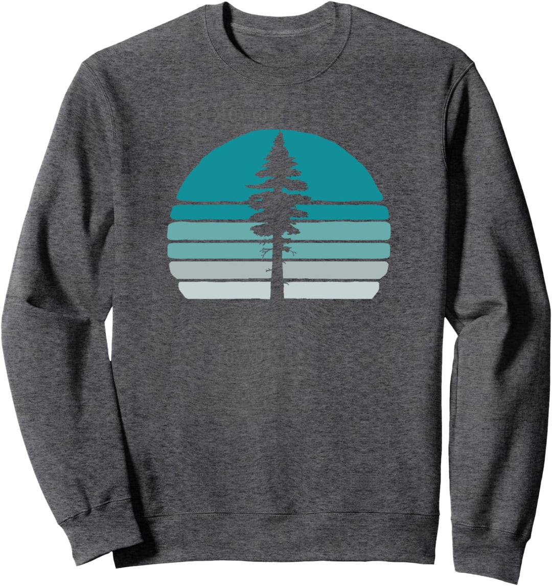 Cool Vintage Redwood Tree & Retro Sunset 80s Outdoor Graphic Sweatshirt