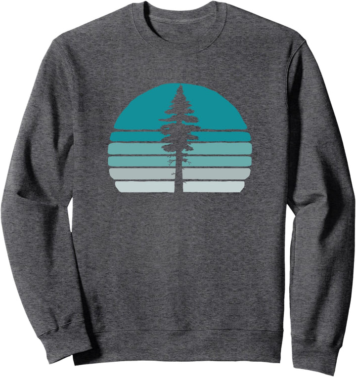 Cool Vintage Redwood Tree & Retro Sunset 80s Outdoor Graphic Sweatshirt