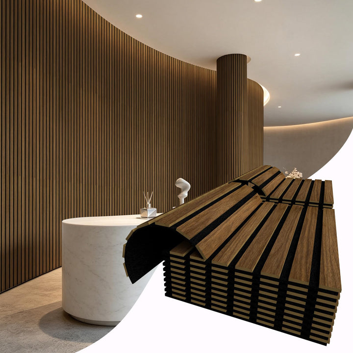 Vieshful 20er Set Flexible Holzlamellen Wandpaneele 28x40cm MDF | Akustikpaneele für Säulen &amp; Rundun