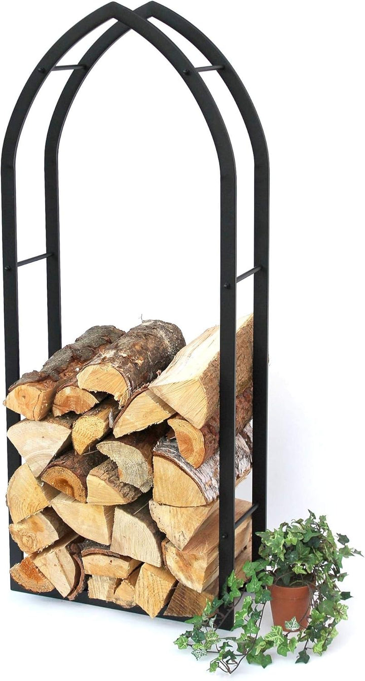 DanDiBo Kaminholzregal Innen Schwarz Metall Kaminholzständer MOS 123 cm Holzkorb Kaminholzhalter Feu