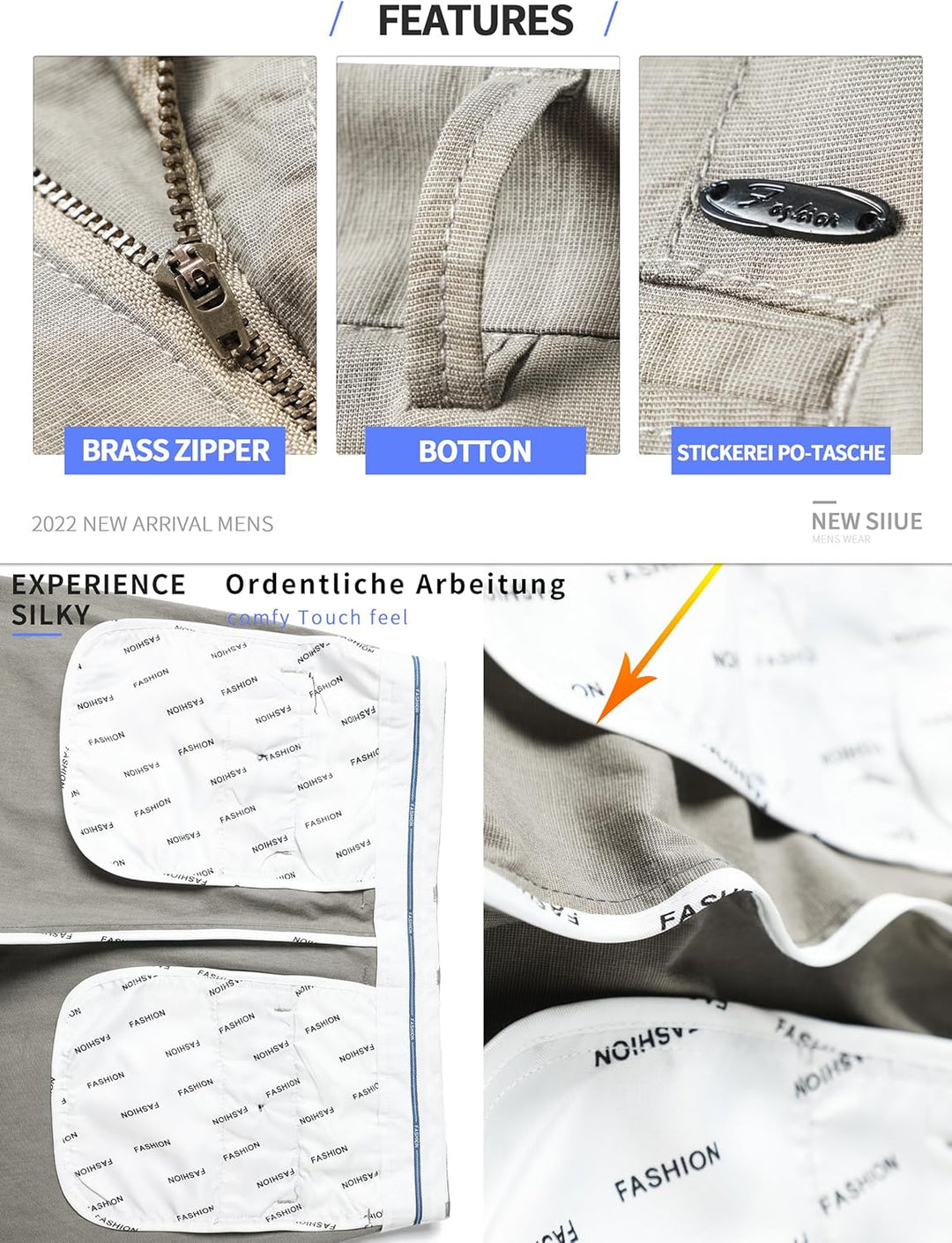 ziilay Stilvolle Herren leichte Sommerhose Stretch Business Anzughose mit Bambusfaser Leinen Männer