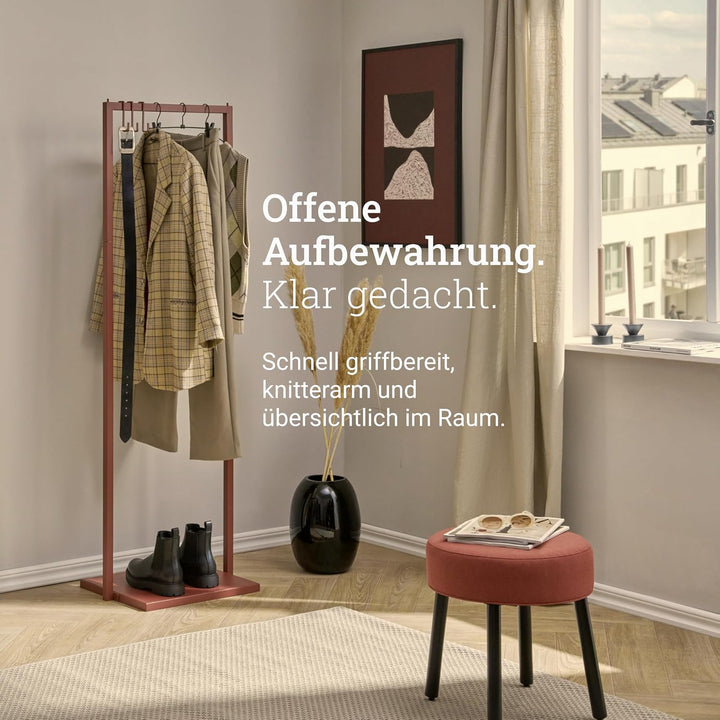 Natural Goods Berlin Kleiderständer BASIS (Dunkelrot, 50 cm) - Kleiderstange aus stabilem Metall - F