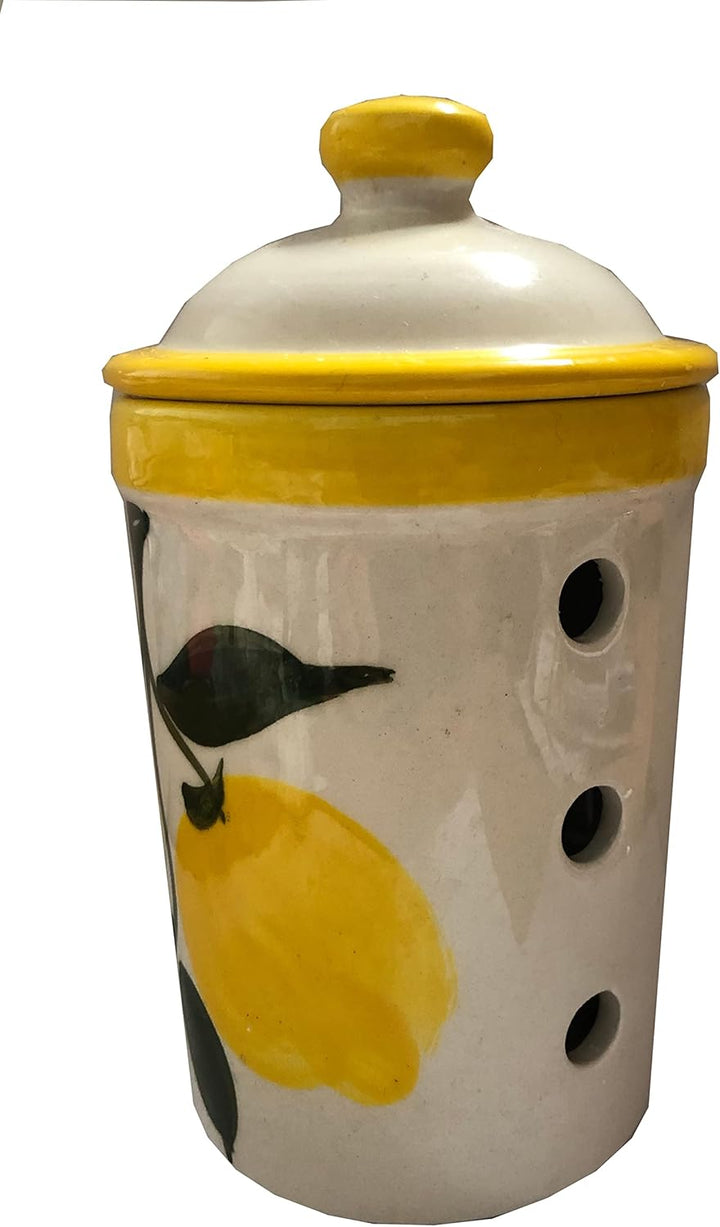 Zitrone Design Knoblauch Torhüter Topf (No 1 Lemon design garlic keeper pot)