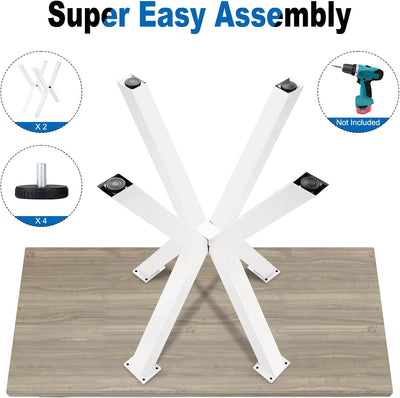 Homtone Tischbeine Metall Tischgestell Kreuzform, 2 Stück Industrial Kohlenstoffstahl Tischbeine für