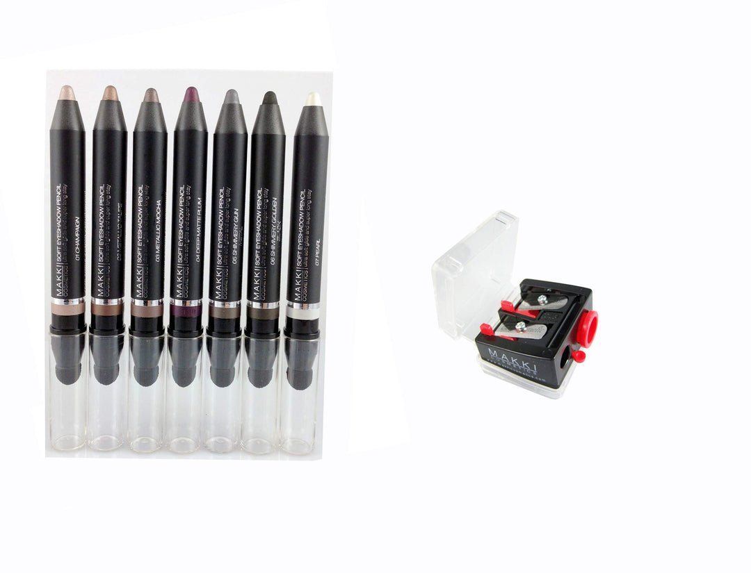 Makki's alle sieben Lidschatten/eyeliners Farbtöne plus freie Trio Spitzer 7 Shades, 7 Shades