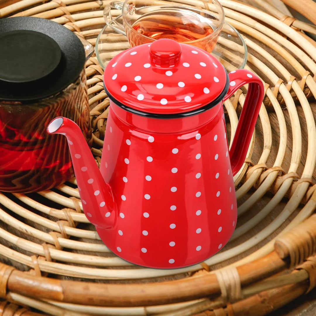 TOPBATHY Emaille-Kaffeekanne, Teekanne: Übergiessen von Milch, Wasserkrug, 1,5 l, Barista-Teekanne,