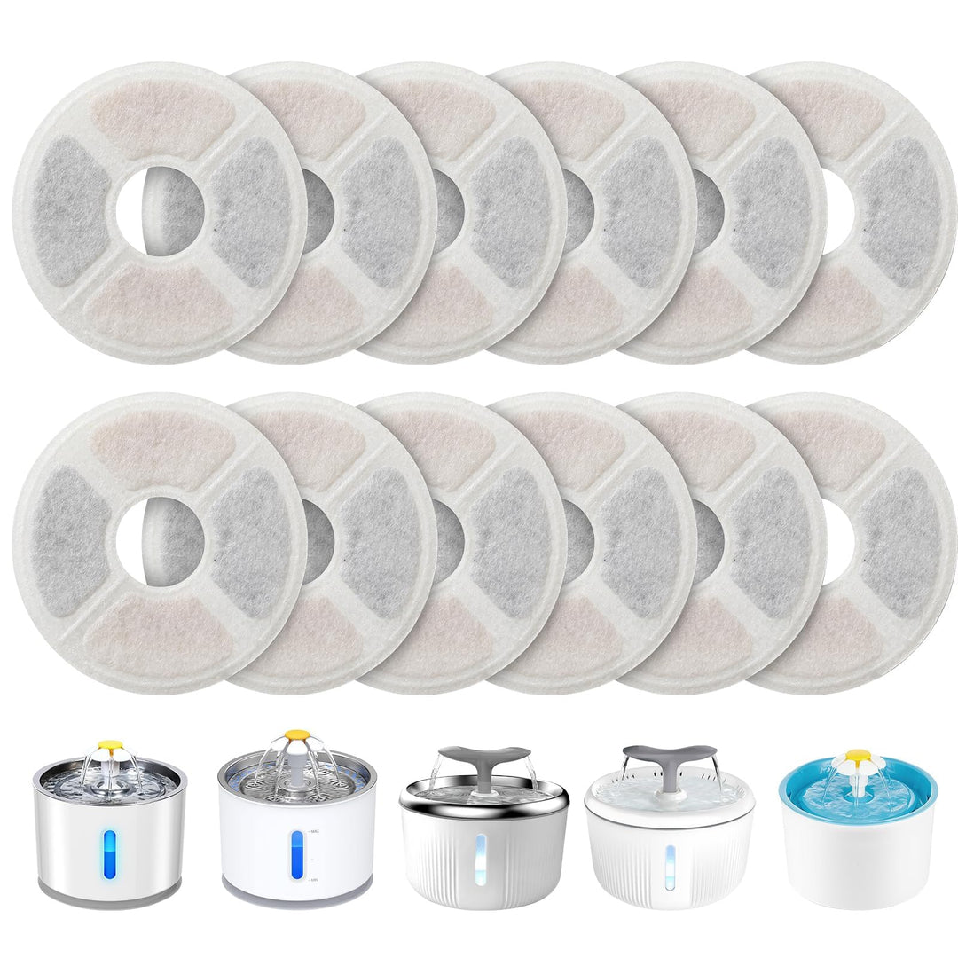 PewinGo Katzenbrunnen Filter, Trinkbrunnen Filter [12 Stück] Ersatzfilter für 2,0-2,5 L Katzenbrunne