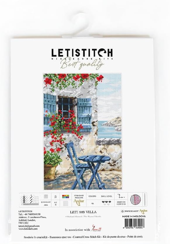 Letistitch Kreuzstich Set Villa, Zählmuster, 28x19cm