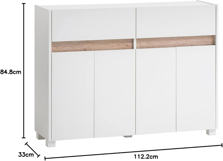 Schildmeyer Cosmo Kommode, Holzwerkstoff, weiss, 112,2 x 33 x 84,8 cm, Weiß