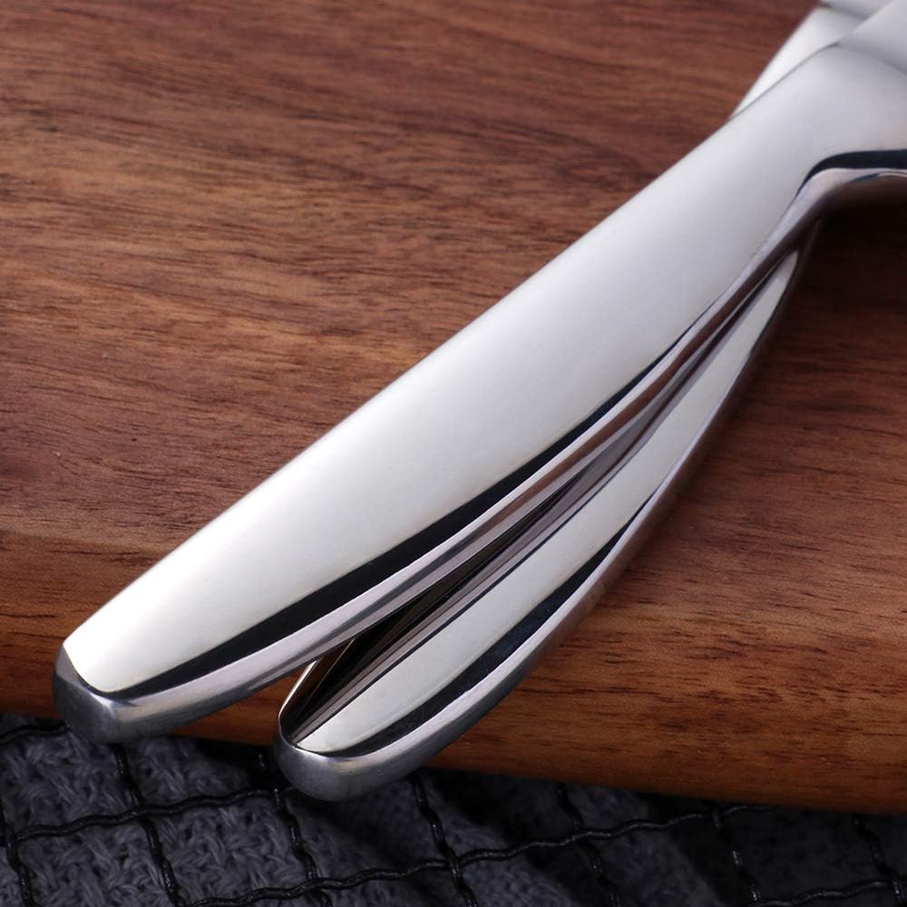 BISDARUN Steakmesser Set mit scharfem Wellenschliff Edelstahl 6-teilig Tafelmesser Silber Fleischmes