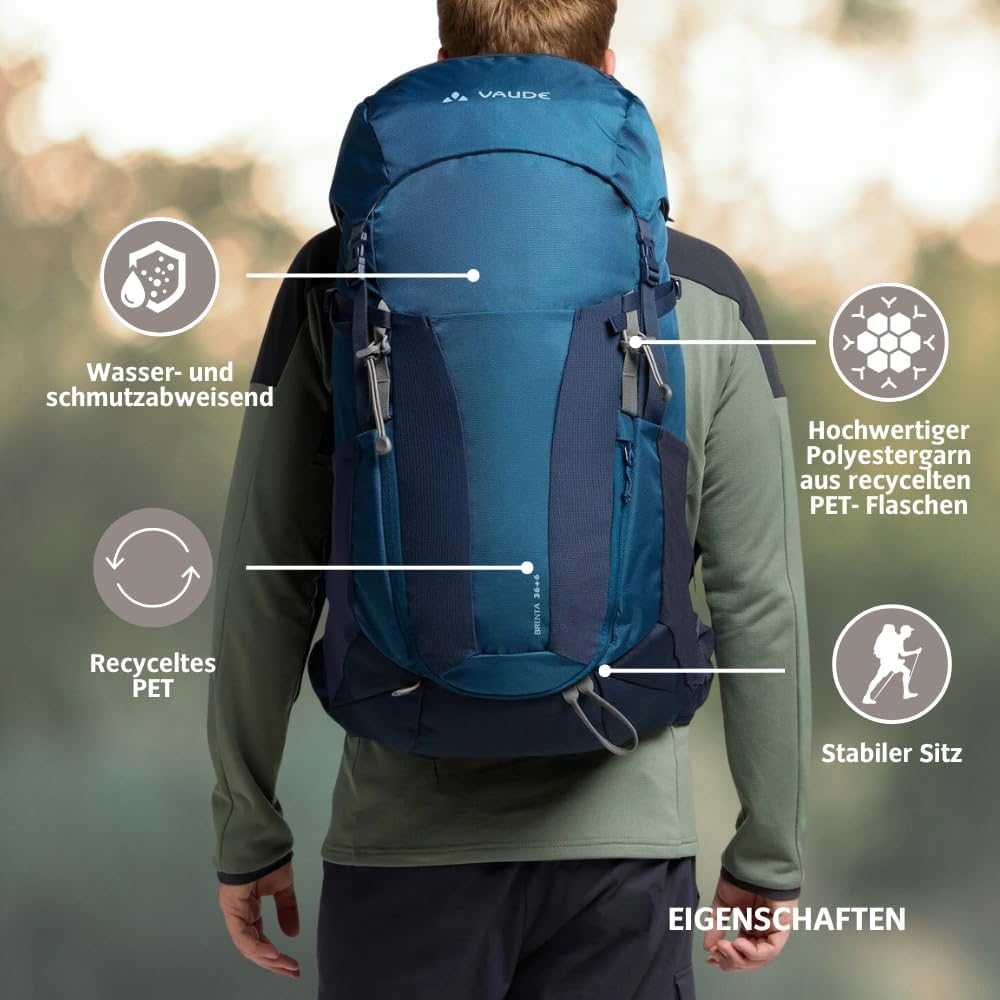 VAUDE Wanderrucksack für Damen & Herren 42 Liter, Aeroflex 3D Belüftung & ErgoShape-Schultergurte, R