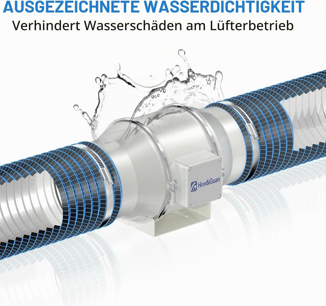 Hon&amp;Guan 150mm EC Rohrventilator mit Regler, 647m³/h Inliner Rohrlüfter, Abluftventilator für Growbo