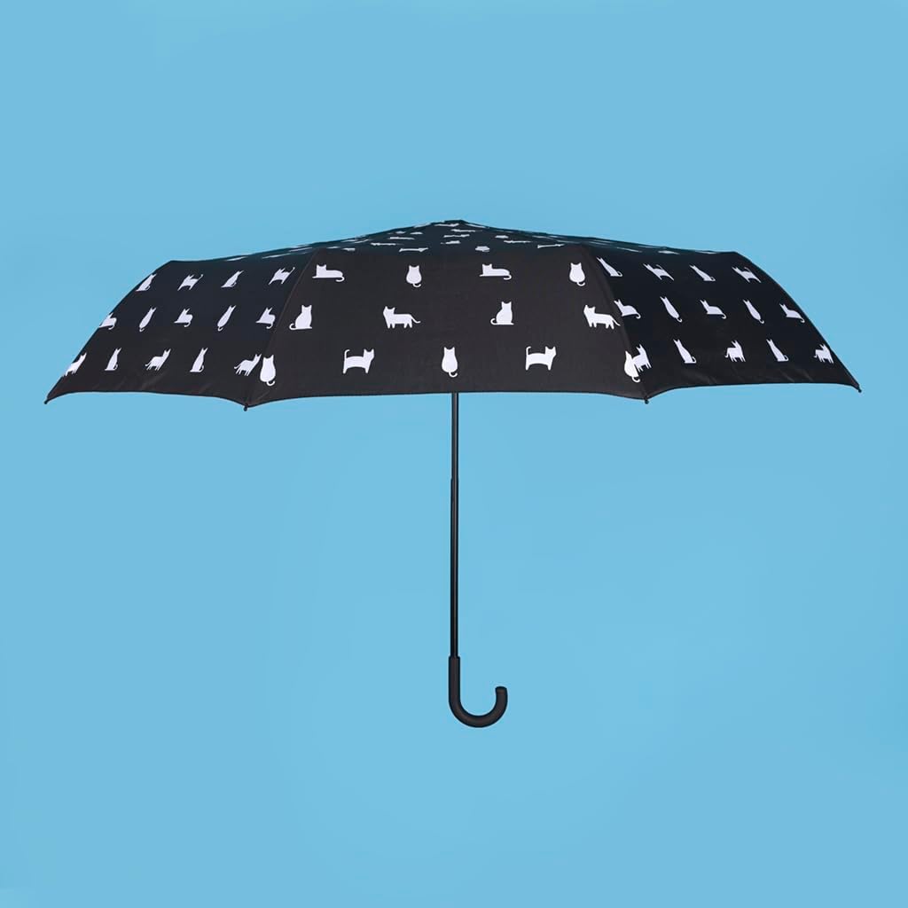 balvi Schirm Meowmbrella Farbe Schwarz Originelles Design voller Katzen Aus Nylon