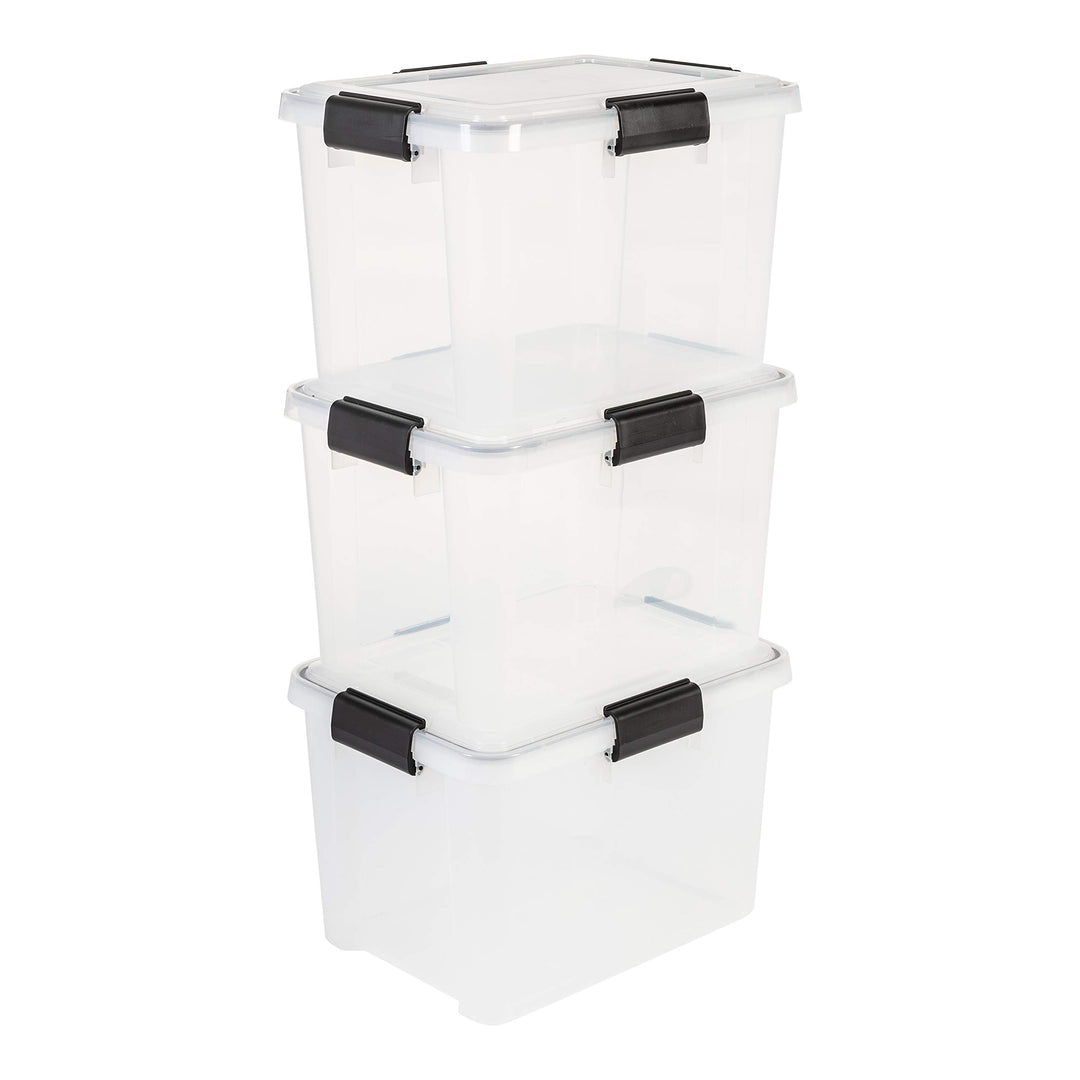 Iris Ohyama, 3er-Set luftdichte Aufbewahrungsboxen, 20 L, mit Clips, stapelbar, Garage, Keller, Dach