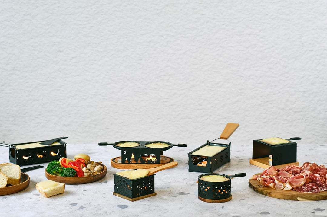 Cosy & Trendy Raclette-Gerät oval aus Edelstahl + 2 Spatel, für 2 Personen, Schwarz Mittel Schwarz,