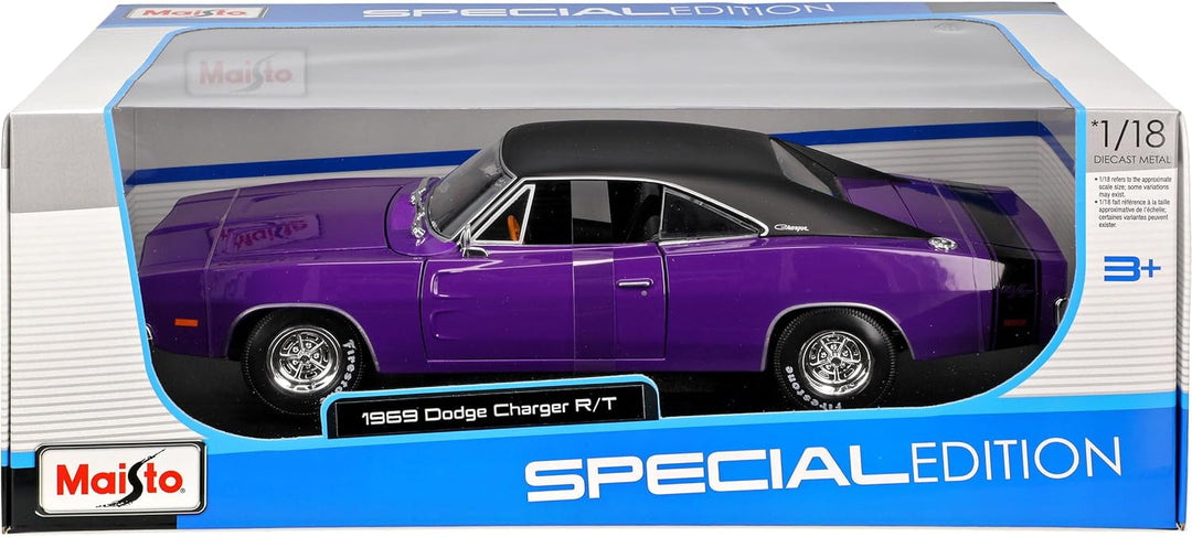 Generisch Dodg. Charger R/T Coupe Violett 1969 1/18 Modell Auto Ohne Wunschkennzeichen, Ohne Wunschk