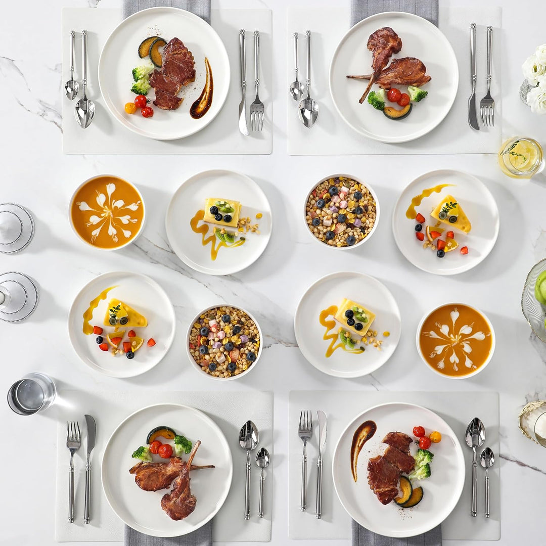 MALACASA Serie LEAH, Weiss | Set 12 Teile 4 Pers Weiss 12-teilig, 4 Personen, Weiss 12-teilig, 4 Per
