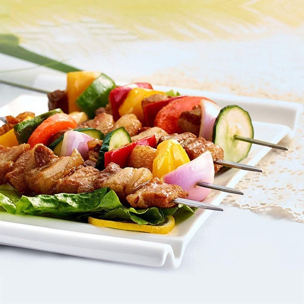 Homealexa 20 Stücke Grillspiesse, Grill Kabob Spiesse 37,5cm Edelstahl Lange Spiesse Schaschlikspies