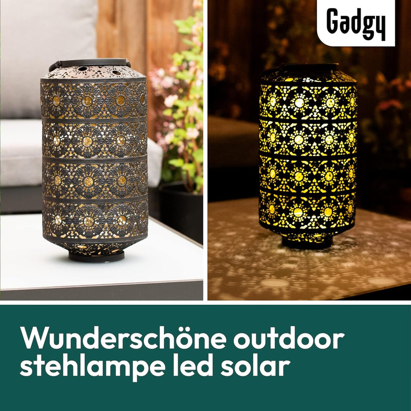 Gadgy Solarlaterne für aussen Garten XL - Wasserdichte Orientalische Laterne - Solarlampe für aussen