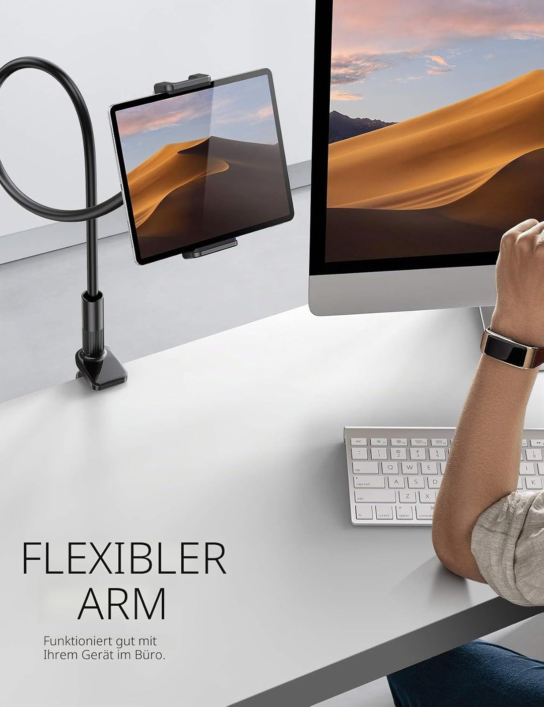 Lamicall Tablet Halter, Schwanenhals Tablet Halterung - Flexible Einstellbare Lazy Lang Arm Ständer