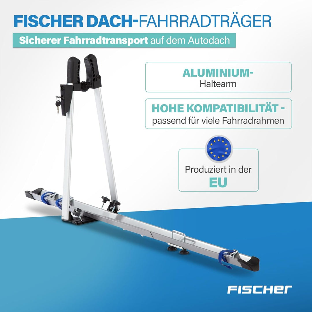 Fischer Auto Dach Fahrradträger, TÜV GS geprüft, geeignet für EIN Fahrrad, Beladung bis 15 kg, absch