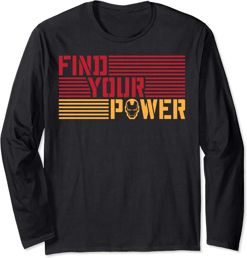 Marvel Iron Man Find Your Power Striped Text Langarmshirt