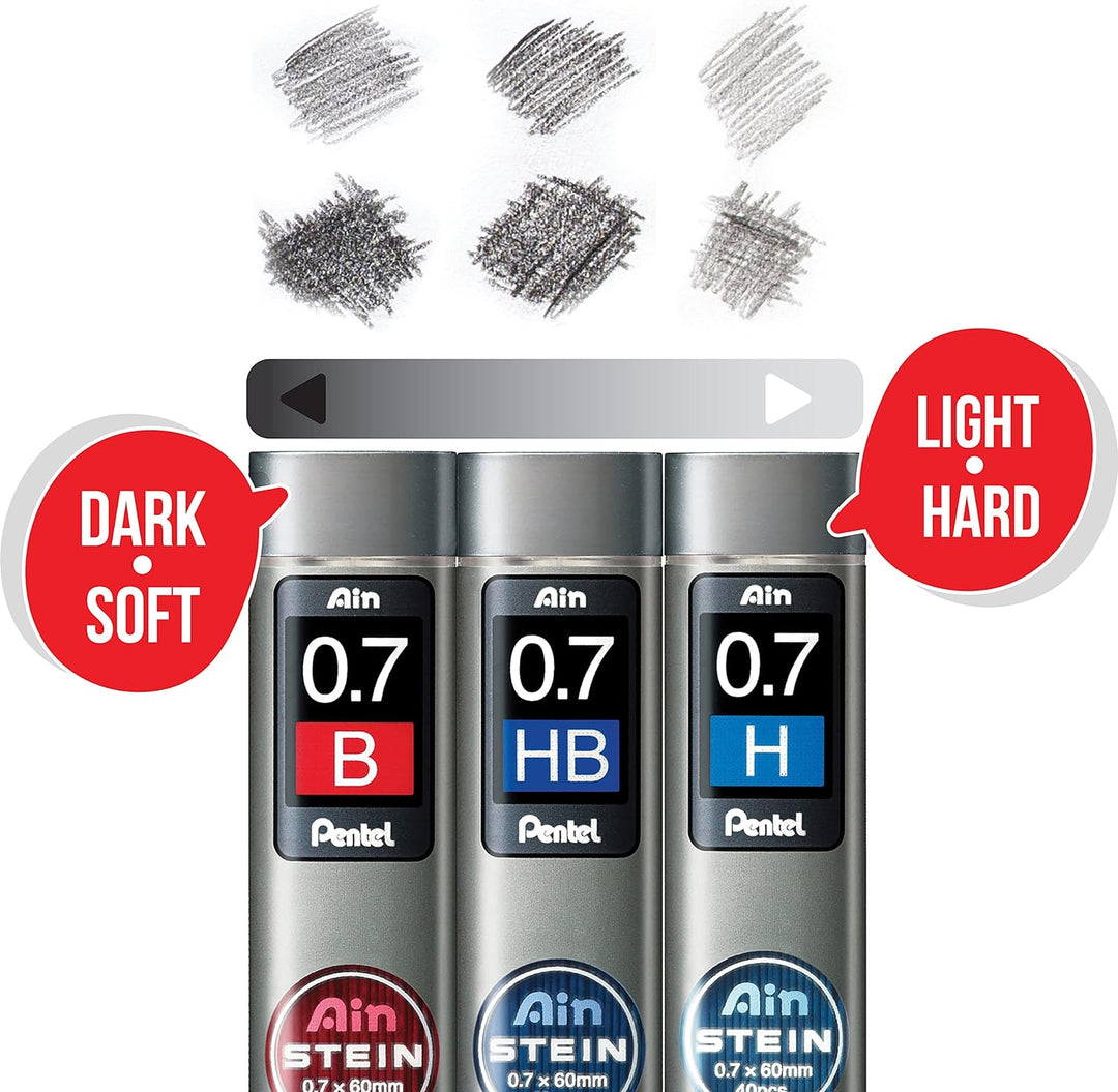 Pentel C277-HO Ain Stein Feinmine, Strichstärke 0.7 mm, Härtegrad H, 40 Minen je Dose, H