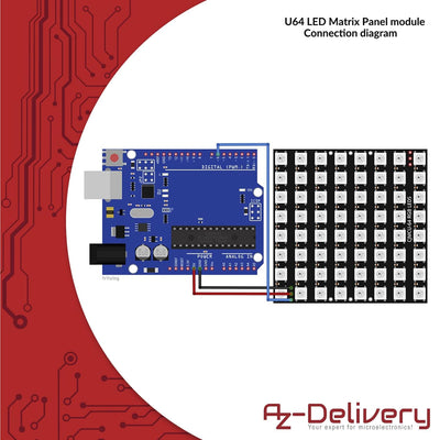 AZDelivery 5 x U 64 LED Matrix Panel CJMCU-8x8 Modul kompatibel mit Arduino und Raspberry Pi inklusi