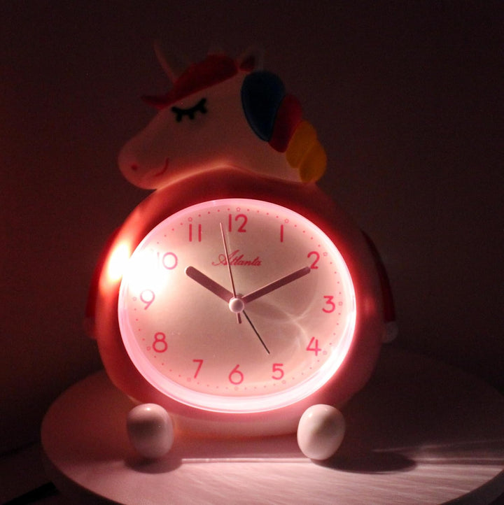 Atlanta Kinderwecker ohne Ticken mit Musik + Radiergummi Einhorn - 2163/17 Rad (Rosa), Rosa